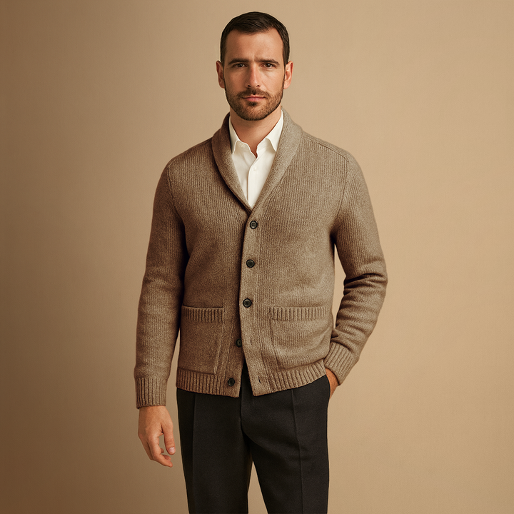 Cardigan Homme Col Châle Boutonné