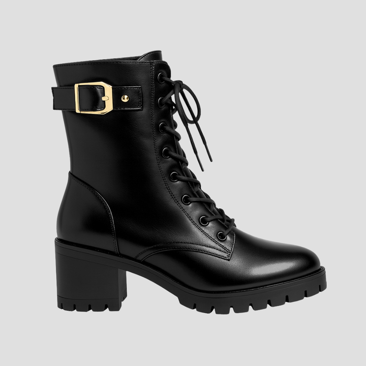 Bottines de combat femme similicuir à lacets