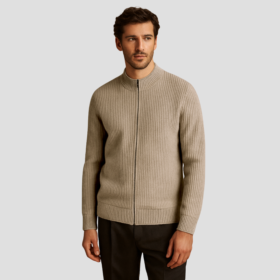 Cardigan Homme Zippé Côtelé