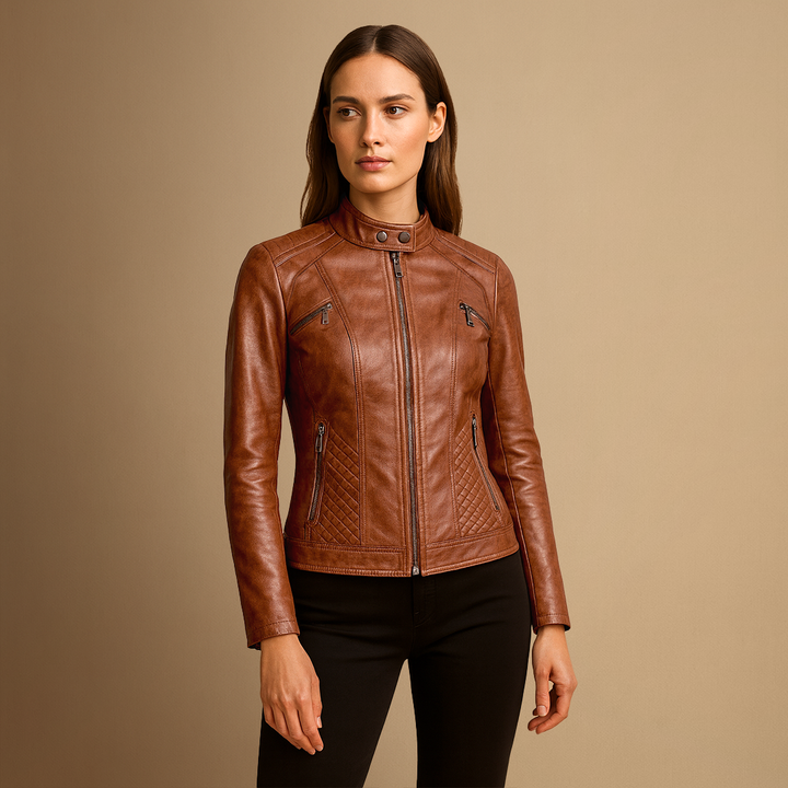 Veste Femme Cuir Cintrée Zippée