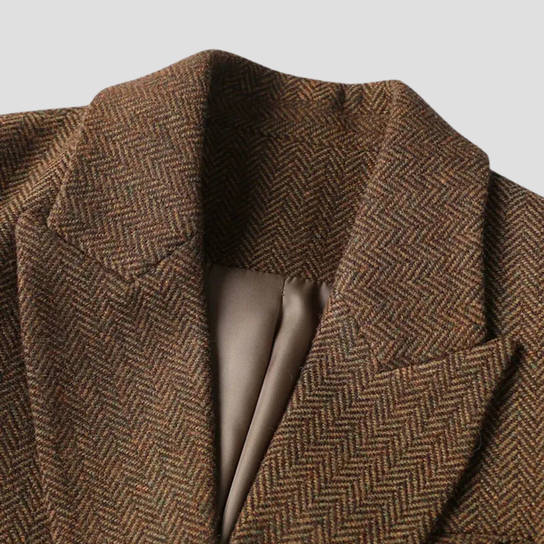 Manteau Femme Tweed Chevrons | Double Boutonnage