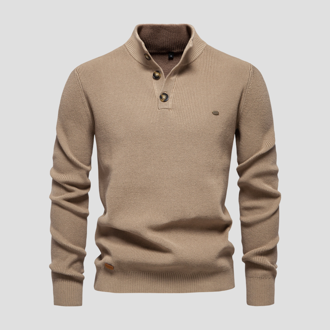 Pull Henley Homme Coton Mélangé
