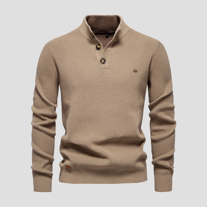 Pull Henley Homme Coton Mélangé