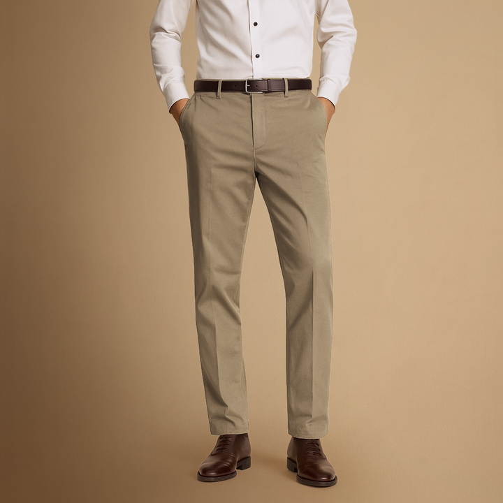 Pantalon Homme Coupe Droite Coton Mélangé