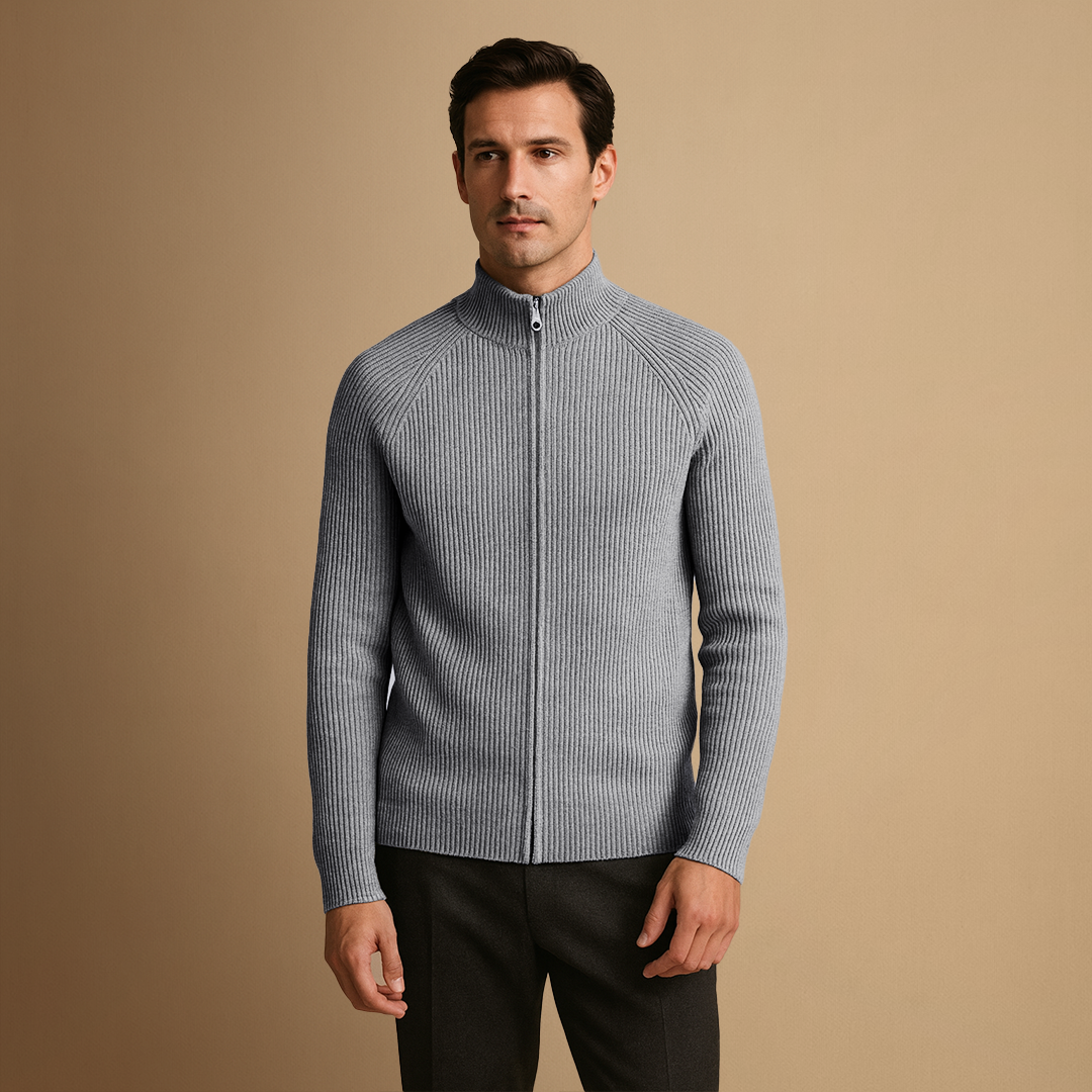Cardigan Homme Zippé Col Montant