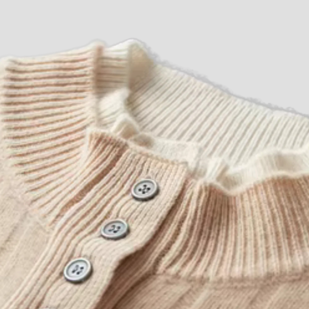 Pull Homme Laine Mérinos Torsadé | Col Boutonné