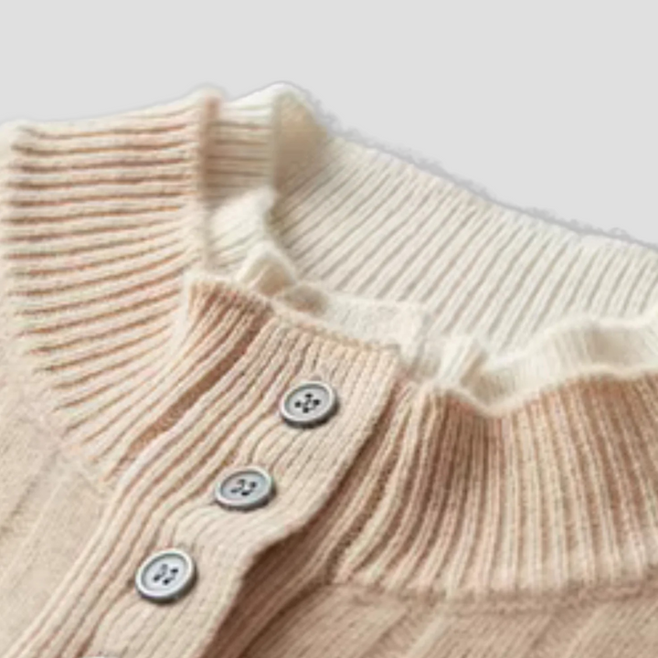 Pull Homme Laine Mérinos Torsadé | Col Boutonné