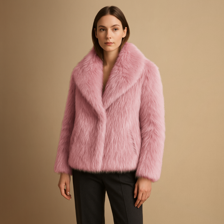 Manteau Femme Fausse Fourrure à Revers