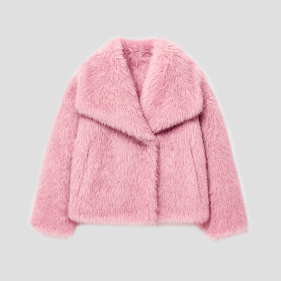 Manteau Femme Fausse Fourrure à Revers