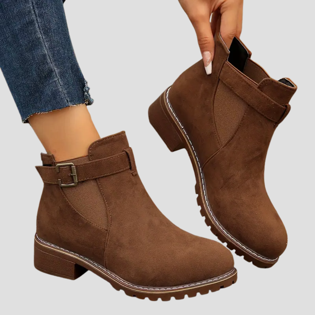 Bottines femme à boucle talon bas