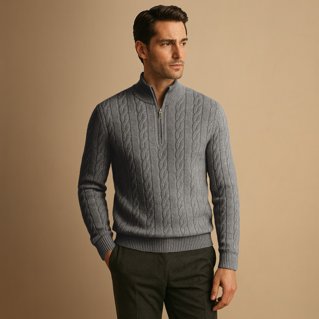 Pull Homme Demi-Zip Torsadé