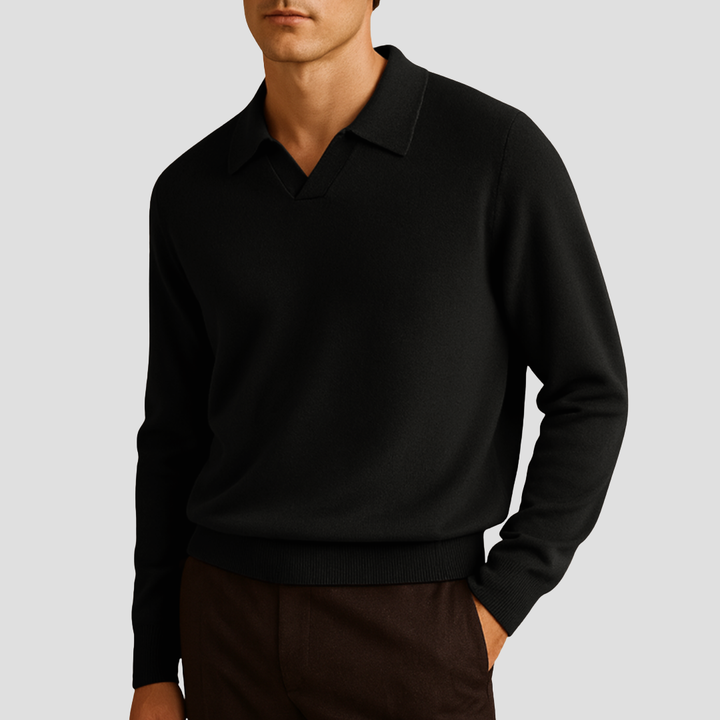 Pull Homme Col Ouvert Maille Côtelée