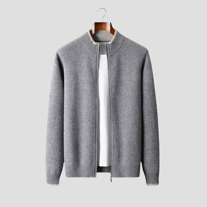 Cardigan Homme Zippé Laine Mérinos | Col Montant