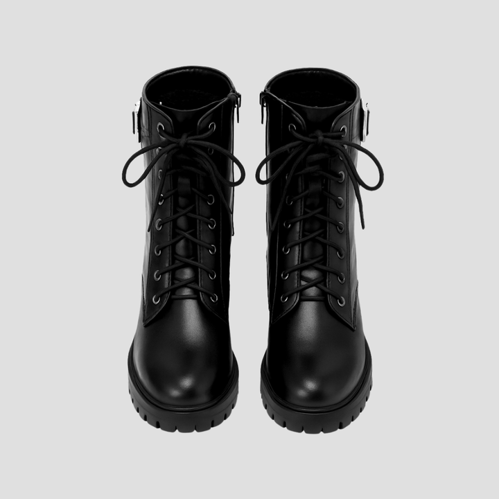 Bottines de combat femme similicuir à lacets