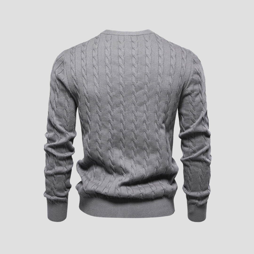 Pull Homme Col Rond Torsadé Coton Mélangé