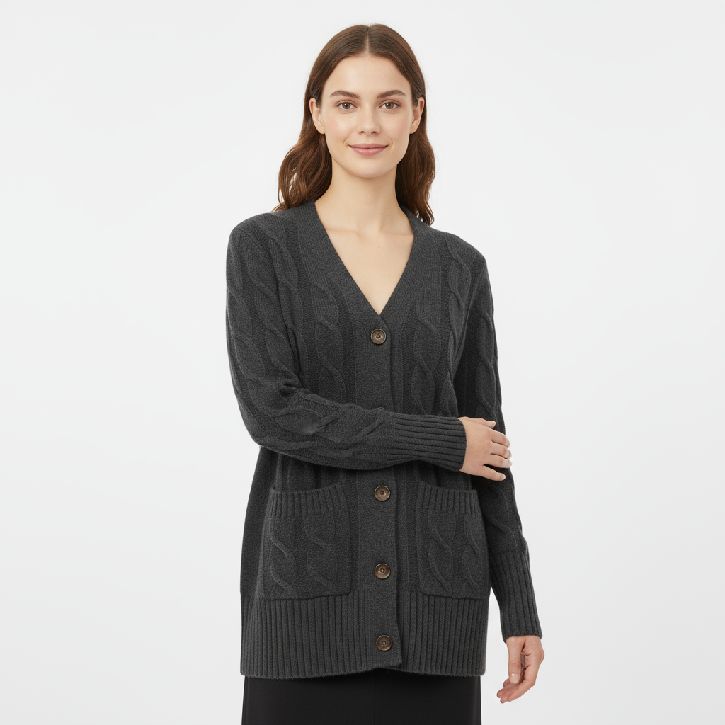 Cardigan Femme Long Maille Torsadée