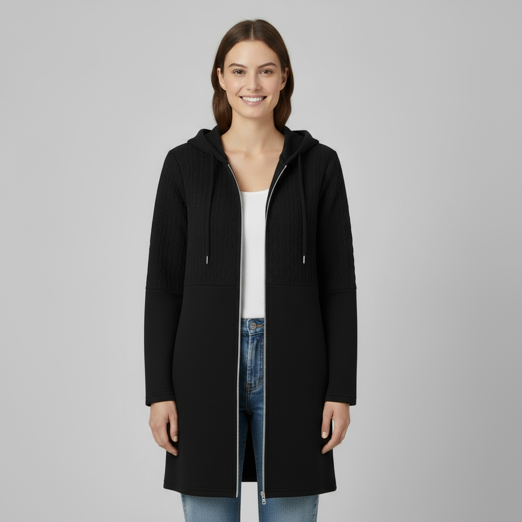 Cardigan Femme à Capuche Zippé | Maille Texturée