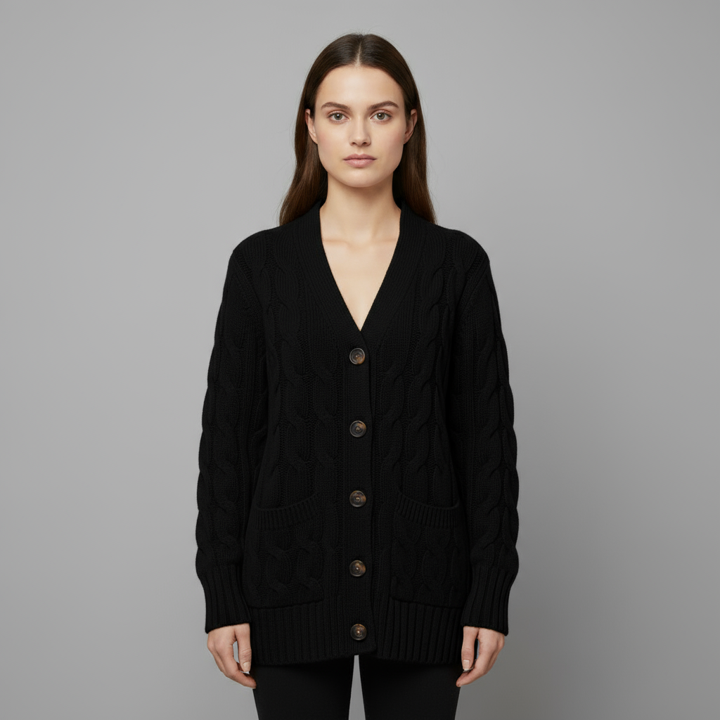 Cardigan Femme Maille Torsadée Boutonné