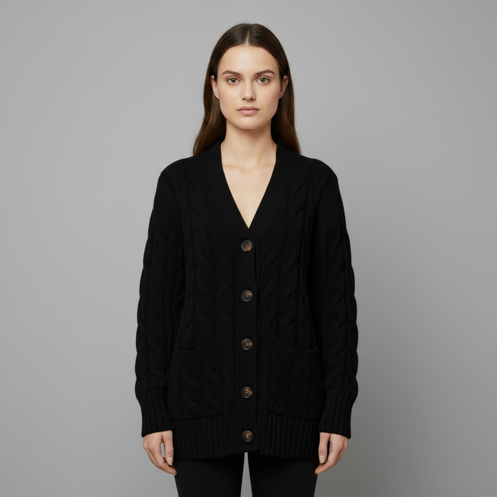 Cardigan Femme Maille Torsadée Boutonné