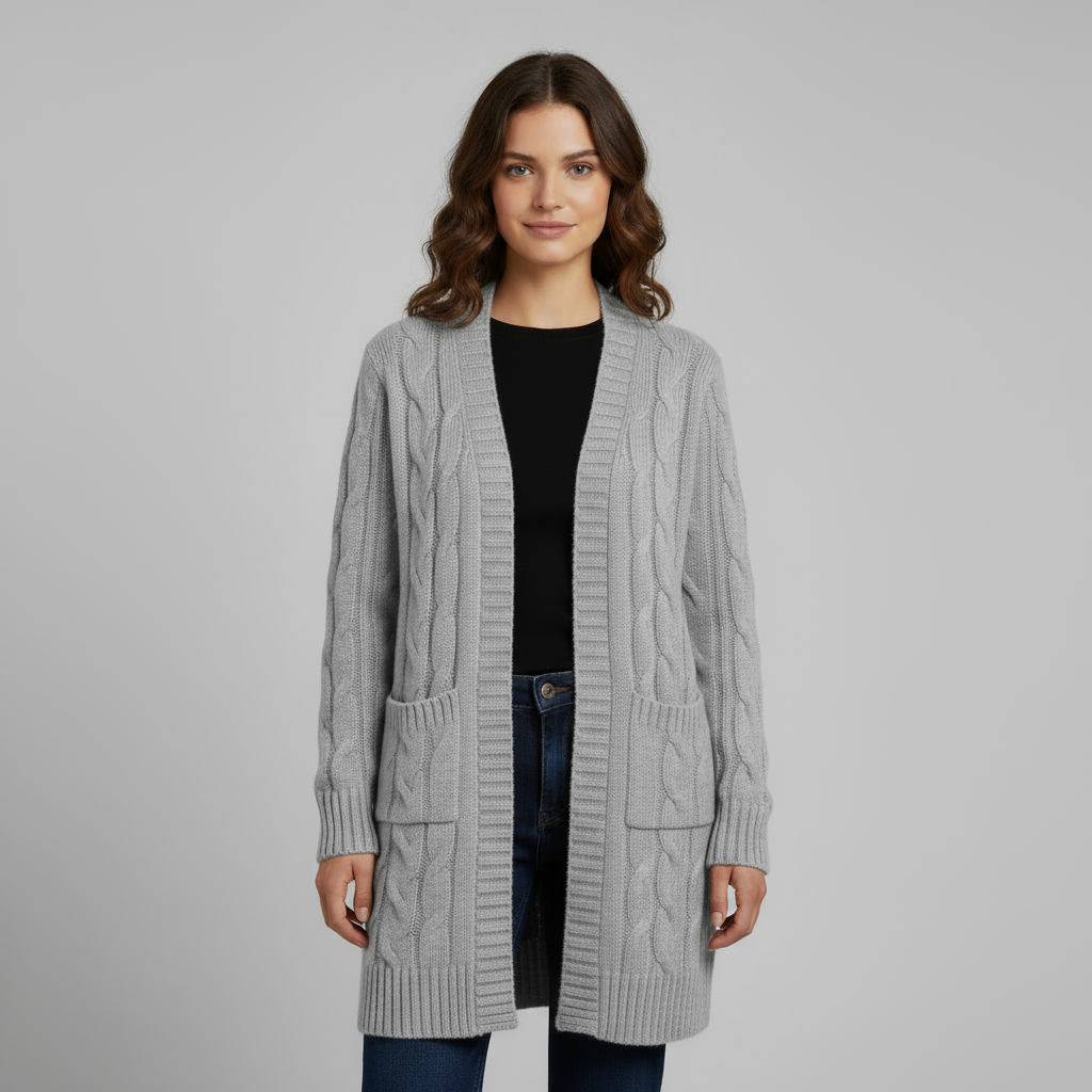 Cardigan Femme Long à Capuche | Maille Côtelée