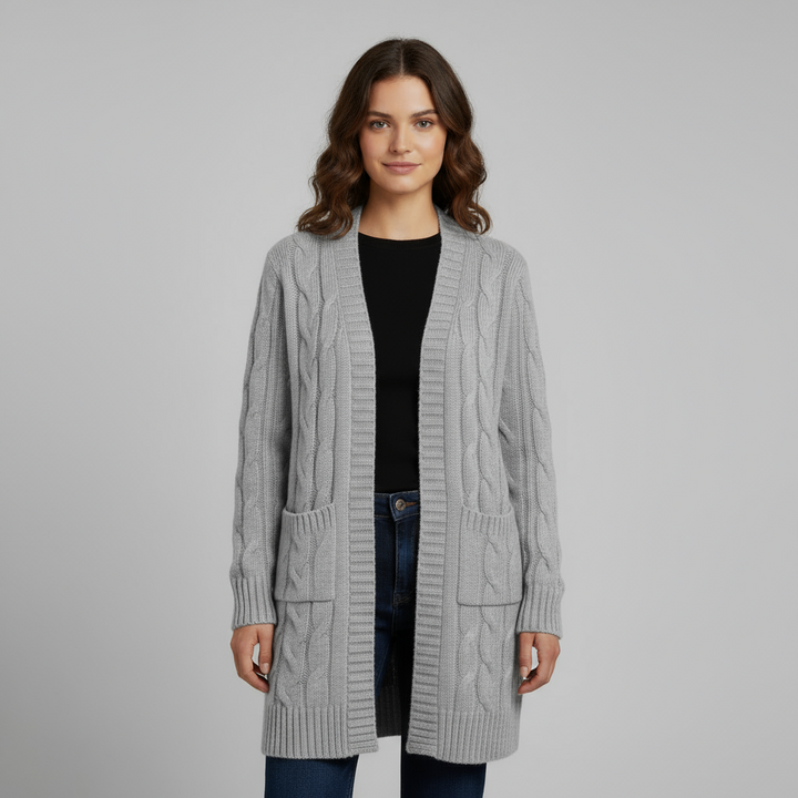 Cardigan Femme Long à Capuche | Maille Côtelée
