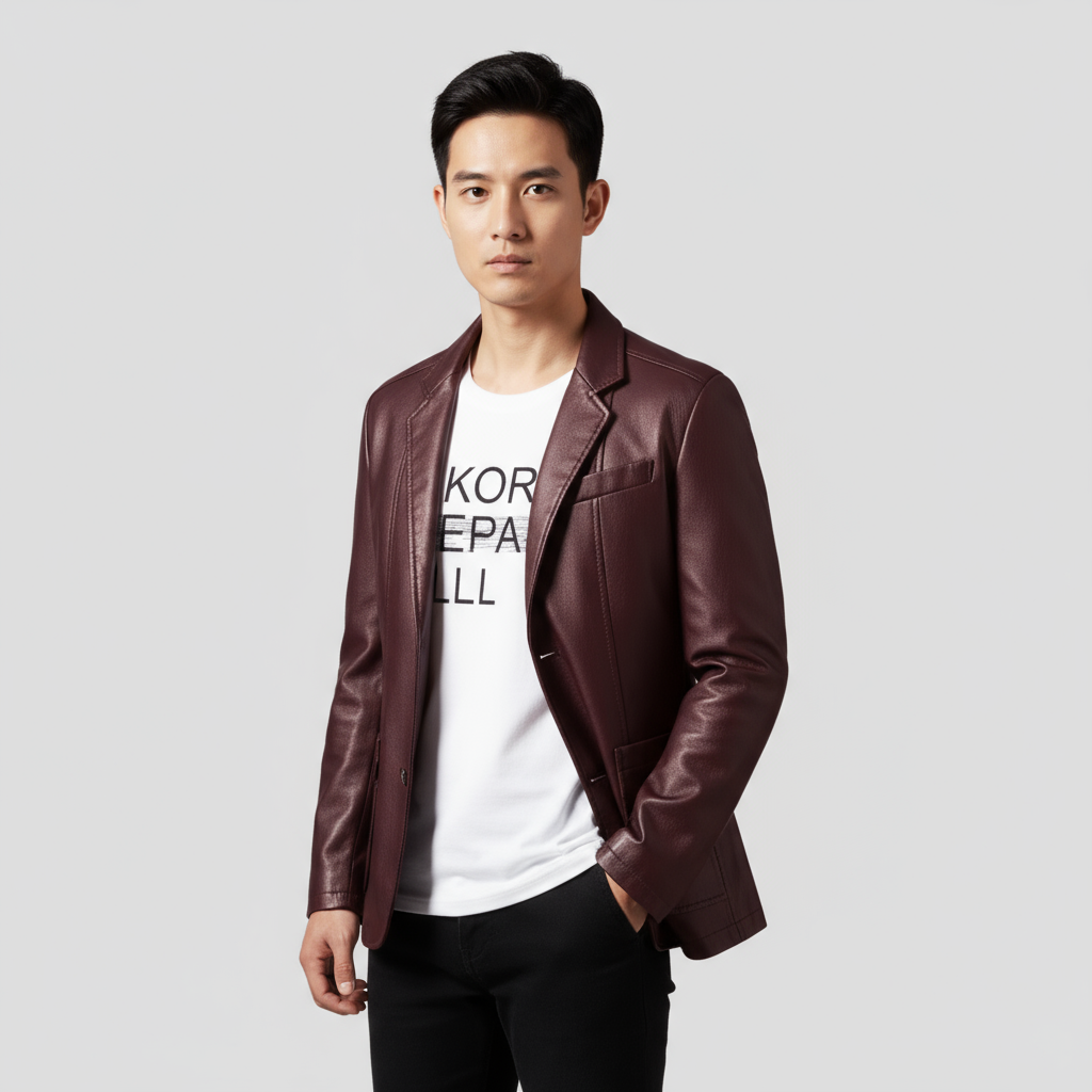 Veste Homme en Cuir Zippée