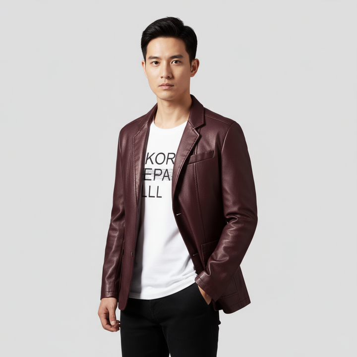 Veste Homme en Cuir Zippée