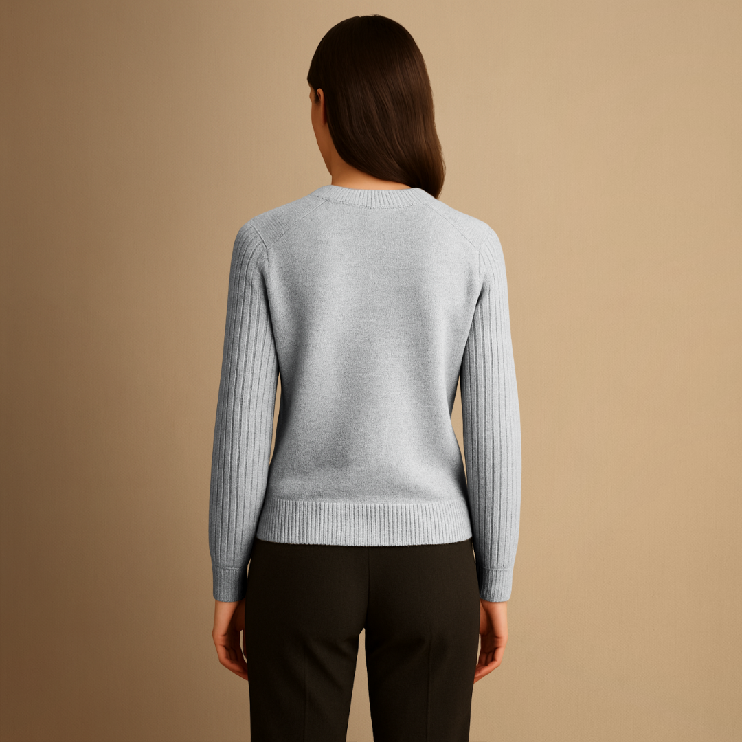 Pull Femme Col V Maille Côtelée