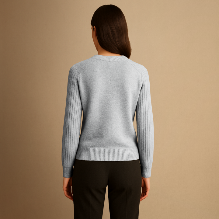 Pull Femme Col V Maille Côtelée