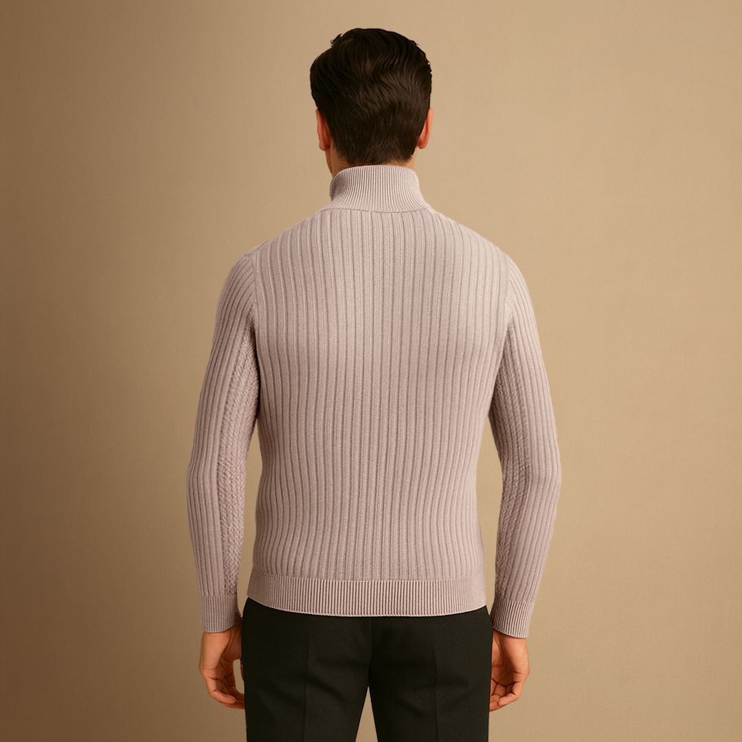 Pull Henley Homme Laine Mérinos Côtelé