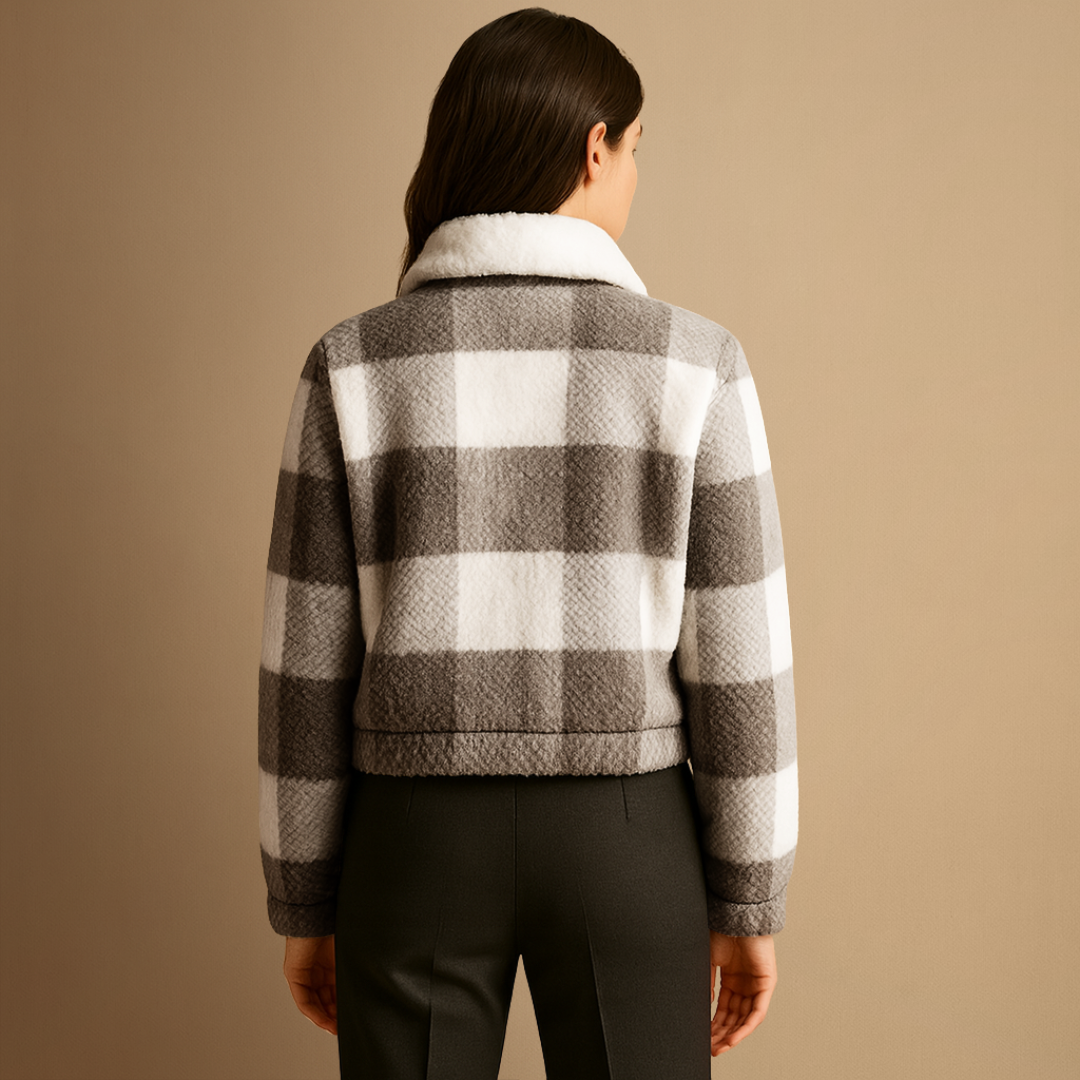 Veste Teddy Femme à Carreaux Zippée
