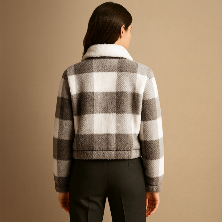 Veste Teddy Femme à Carreaux Zippée