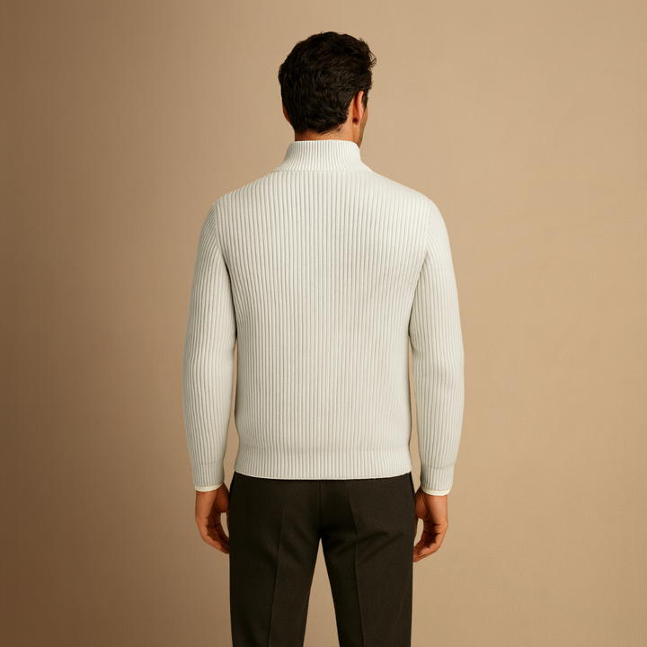 Cardigan Homme Zippé Maille Côtelée | Col Montant