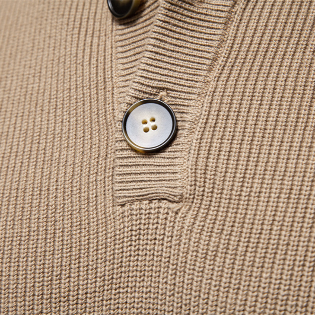 Pull Henley Homme Coton Mélangé