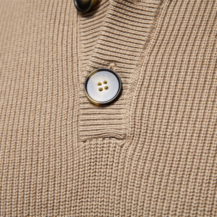 Pull Henley Homme Coton Mélangé