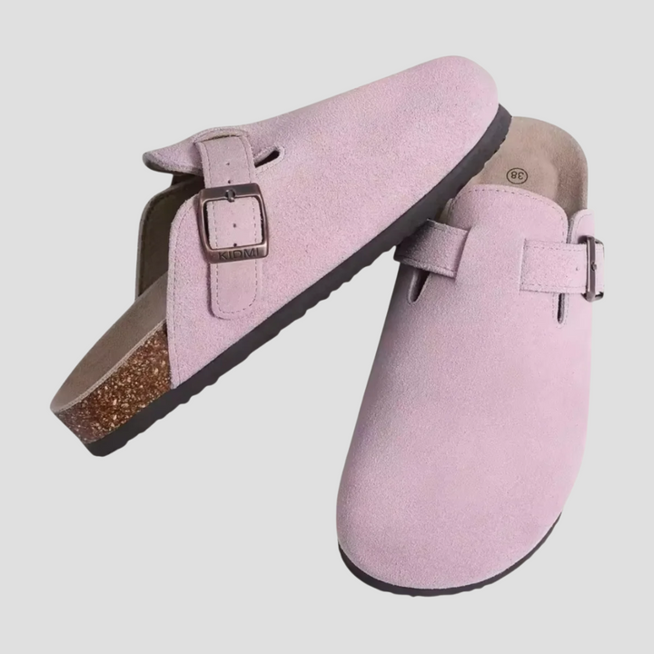 Mules femme daim véritable à enfiler