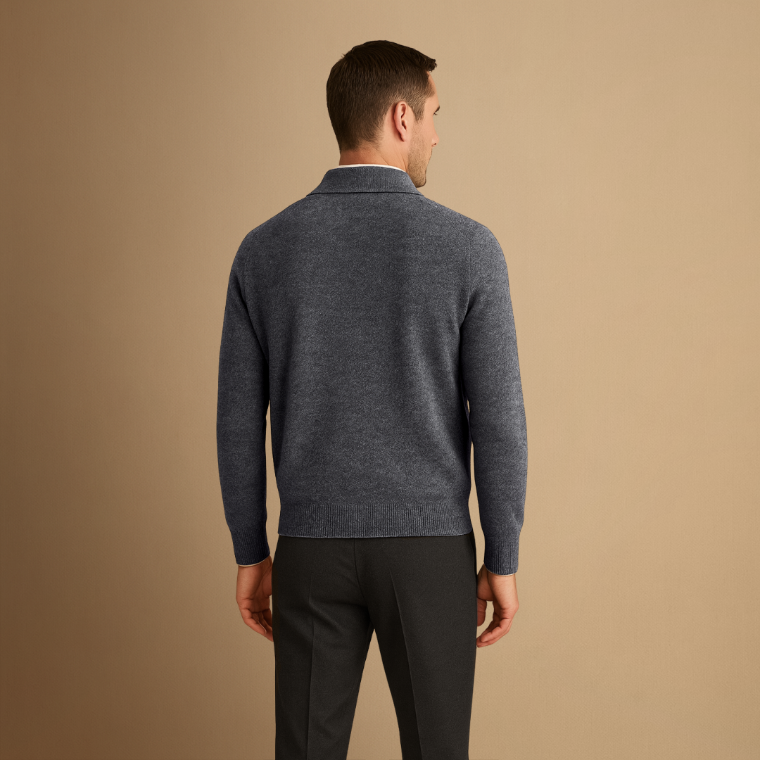 Cardigan Homme Cachemire Zippé Col Polo