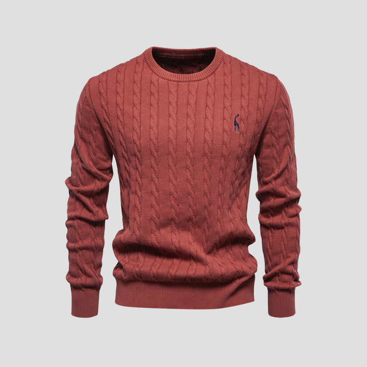 Pull Homme Col Rond Torsadé Coton Mélangé