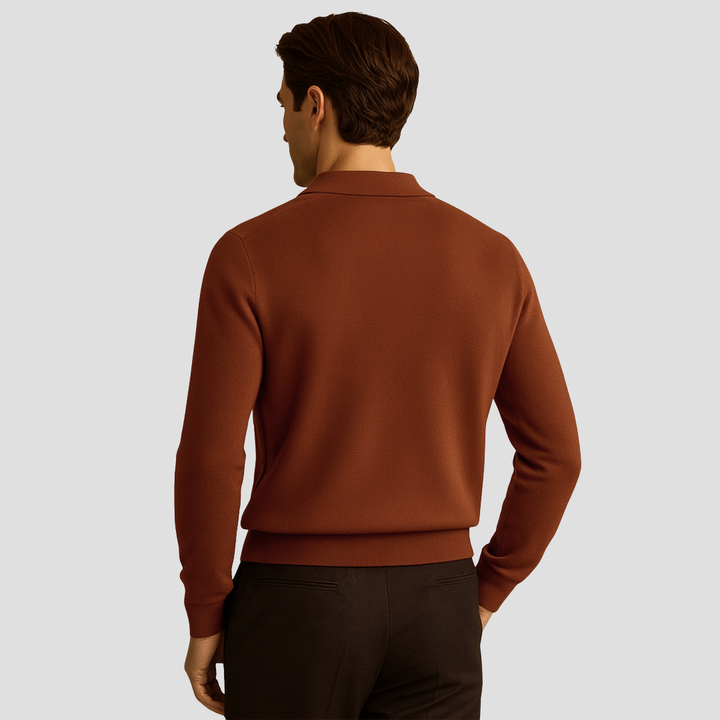 Pull Homme Col Ouvert Maille Côtelée