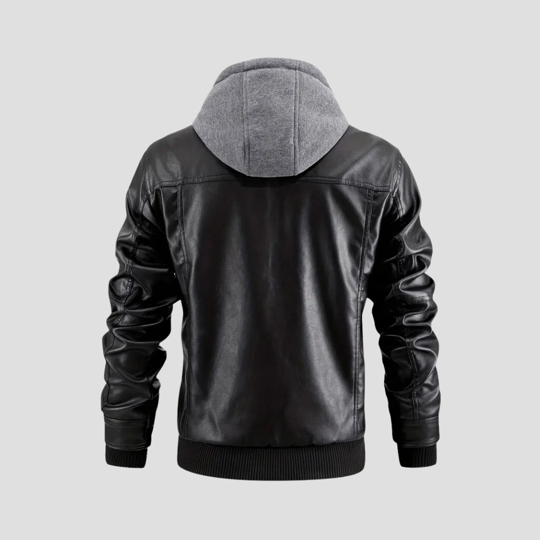 Veste Motard Homme Cuir à Capuche