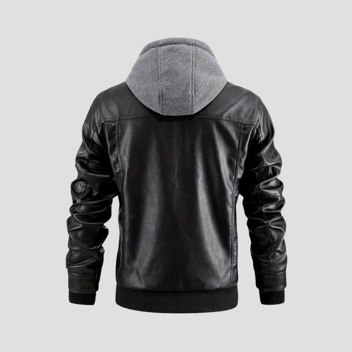 Veste Motard Homme Cuir à Capuche