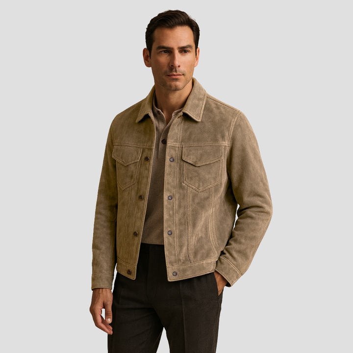 Veste Homme Suédée Boutonnée