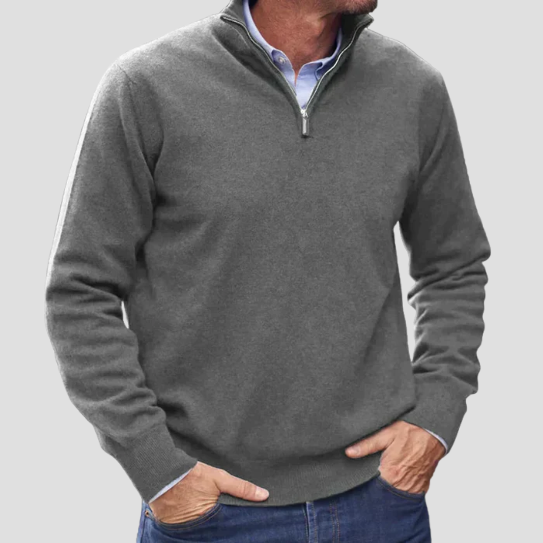 Pull Homme Demi-Zip Coupe Ajustée