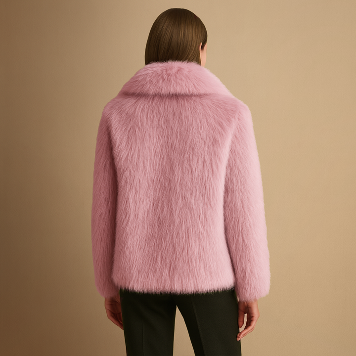 Manteau Femme Fausse Fourrure à Revers