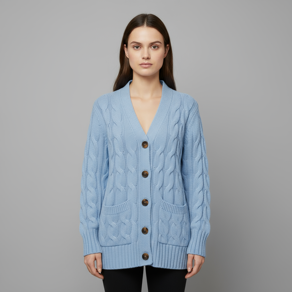 Cardigan Femme Maille Torsadée Boutonné