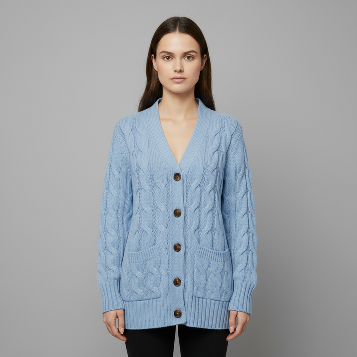 Cardigan Femme Maille Torsadée Boutonné