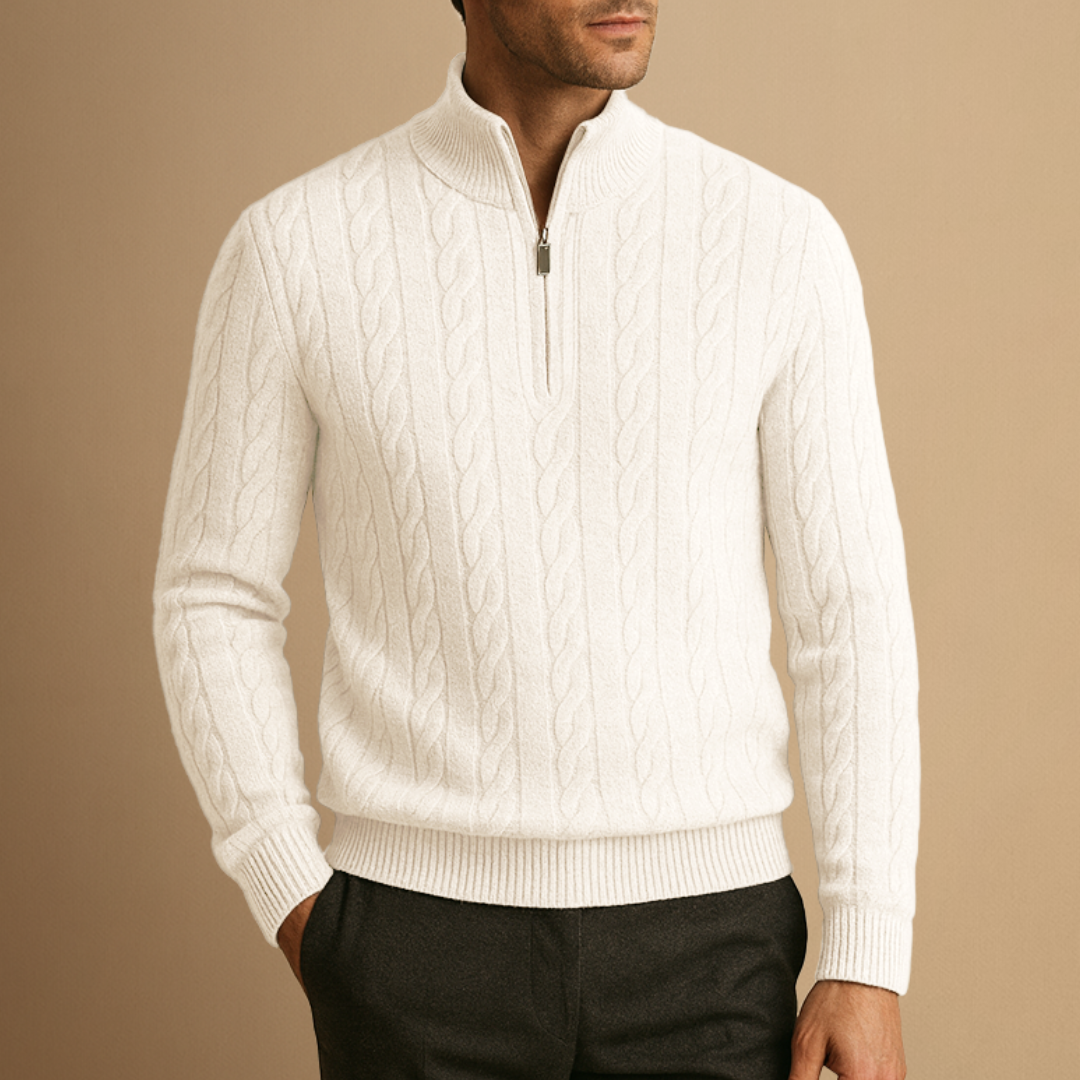Pull Homme Demi-Zip Torsadé