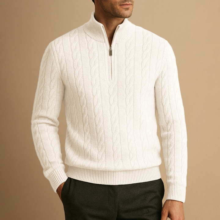Pull Homme Demi-Zip Torsadé