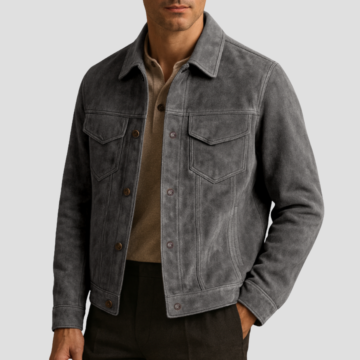 Veste Homme Suédée Boutonnée