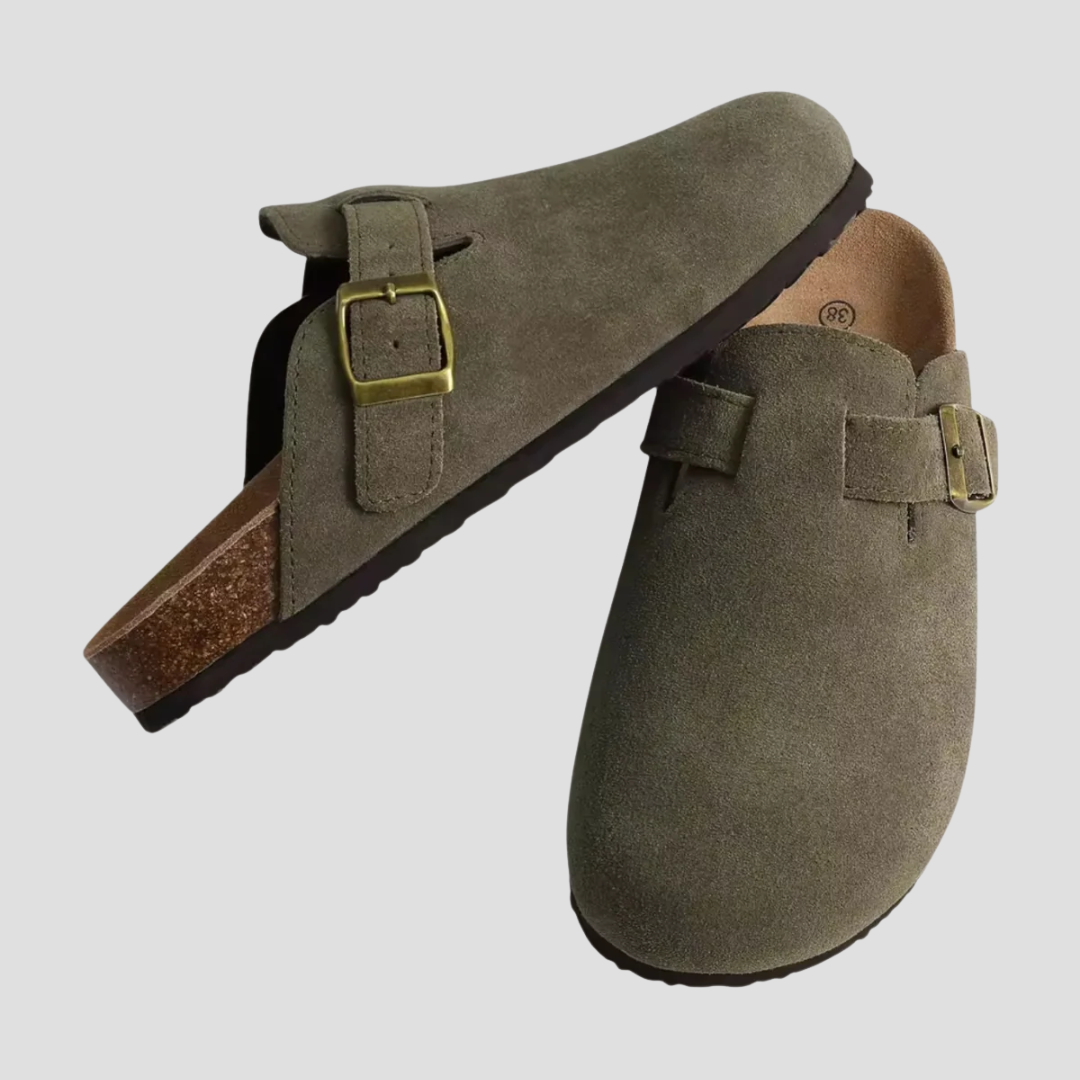 Mules femme daim véritable à enfiler